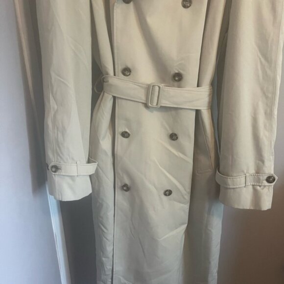 London Fog trench coat double breasted zip quilted lining plaid interior 46 LONG - Picture 3 of 14